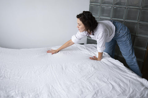 Woman Making Bed - Hypoallergenic Materials