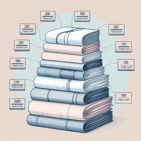 Sketch of folded bed sheets with thread count labels, illustrating the concept of choosing the right sheets for comfort.